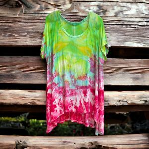 Love In M Lagenlook Art to Wear Vibrant Tie Dye Tunic Top